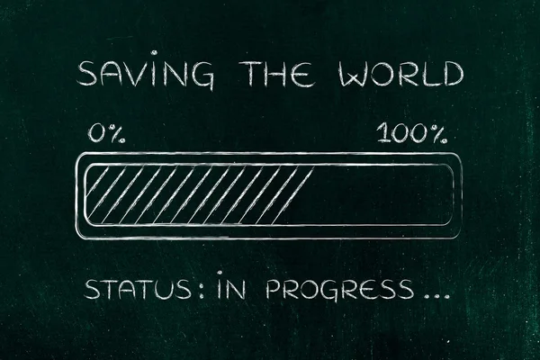 Saving the world progress bar loading — Stock Photo, Image