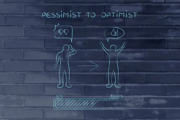 Pessimiste à optimiste : changement d'attitude, barre de progression & BD b — Photo