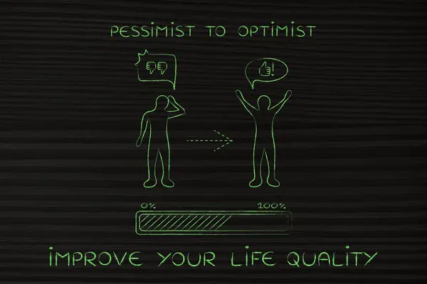 Pessimiste à optimiste : changement d'attitude, barre de progression & BD b — Photo