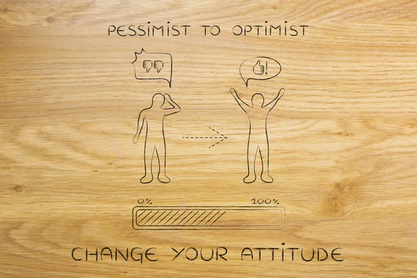 Pessimiste à optimiste : changement d'attitude, barre de progression & BD b — Photo