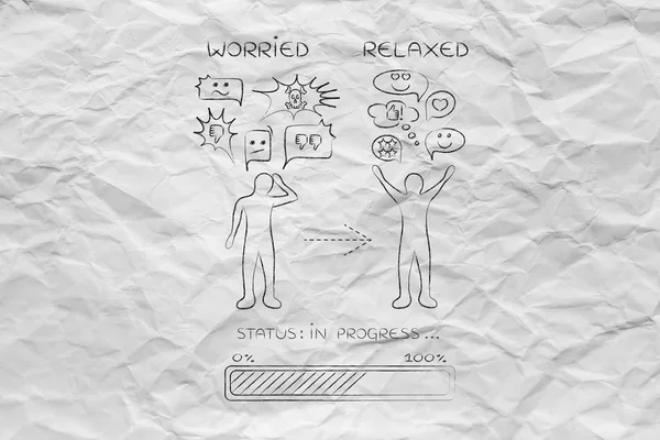 from worried to relaxed: man changing reaction