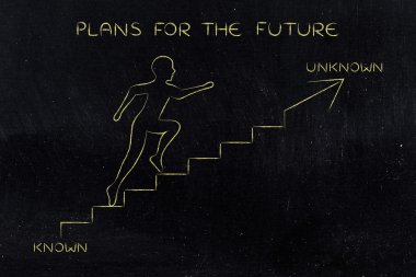 bilinen veya bilinmeyen, adam daha cesur directi doğru merdiven çıkma