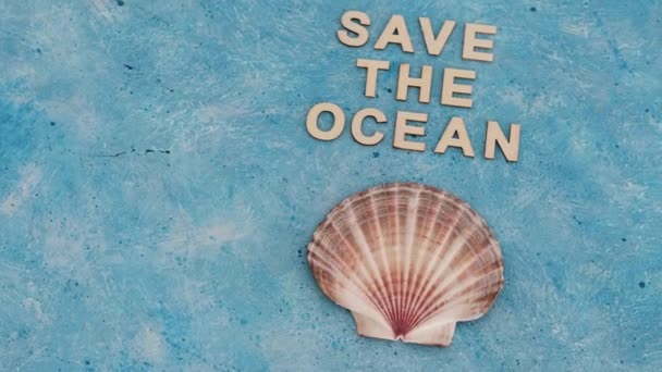 Agir Para Alterações Climáticas Salvar Texto Oceano Terreno Azul Com — Vídeo de Stock