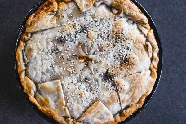 Concept Recettes Alimentaires Saines Base Plantes Aubergine Végétalienne Tarte Feuilletée — Photo