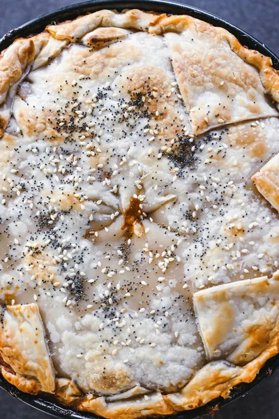 Conceito Saudável Receitas Alimentos Base Plantas Berinjela Vegana Torta Massa — Fotografia de Stock