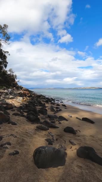 Paesaggio Selvaggio Incontaminato Boronia Beach South Hobart Tasmania Australia Con — Video Stock