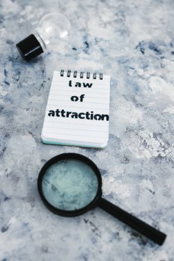 İçgözlem ve zihin değişiminin ampul ve büyütme cam sembolü yanındaki metin ile çekim not defteri