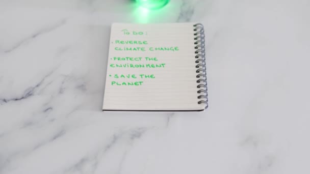 Ecology Green Ideas Environment Conceptual Image Green Light Bulb Next — Stock Video