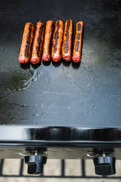 Plantaardige Recepten Concept Veganistische Plantaardige Mock Vlees Worsten Outdoor Barbecue — Stockfoto