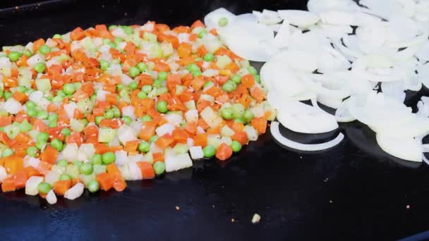 Légumes Grillés Dés Rondelles Oignon Sur Barbecue Concept Alimentation Végétale — Video