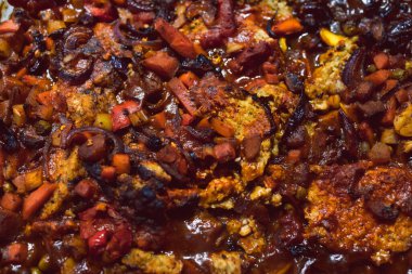 Vejetaryen rosto, bitkisel kabaklı köfte soğan, Akdeniz sebzesi, sağlıklı bitki temelli yemek tarifleri.