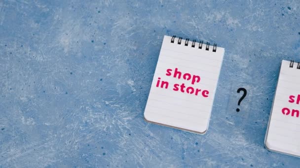 Shop Store Shop Textes Ligne Sur Bloc Notes Avec Panier — Video