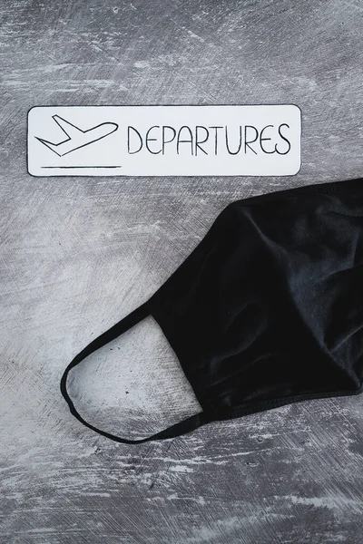 Air Travel Covid Pandemic Conceptual Image Airport Style Departures Sign — Stock Photo, Image