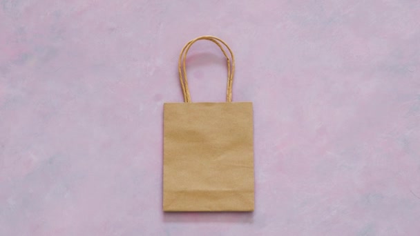 购物袋上妇女拥有的企业标签 支持平等 — 图库视频影像