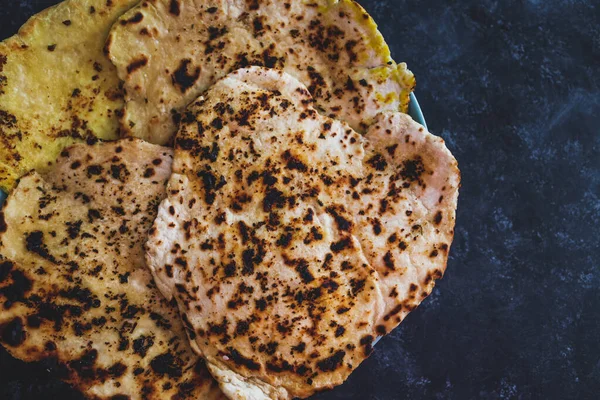 Vegan Σπιτικό Ψωμί Naan Χωρίς Γαλακτοκομικά Για Ινδικό Κάρυ Έννοια — Φωτογραφία Αρχείου