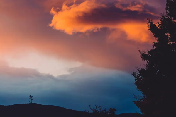 Tazmanya Avustralya Çekilen Pembe Altın Tonlarıyla Güzel Yoğun Günbatımı Gökyüzü — Stok fotoğraf