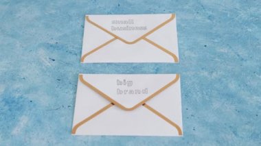 small business vs big brand texts over newsletter email envelopes with arrow pointing towards the big one, concept of customer behaviour
