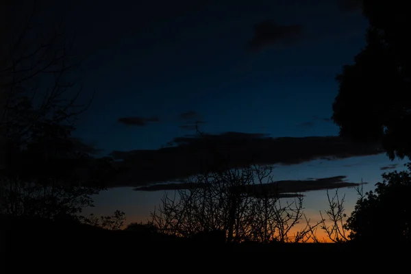 Зимний Закат Интенсивными Красками Над Горами Густой Растительностью Тасмании Австралия — стоковое фото