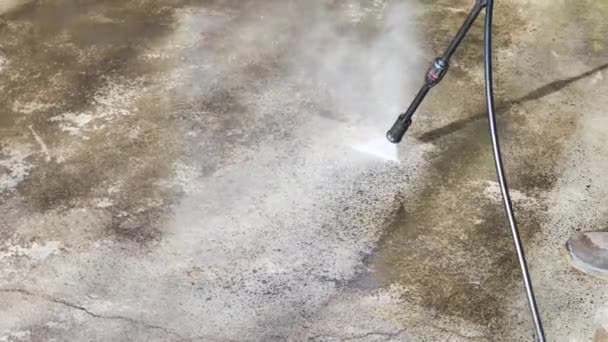 Lavadora Alta Presión Limpieza Patio Trasero Camino Entrada Pavimentación Hormigón — Vídeo de stock