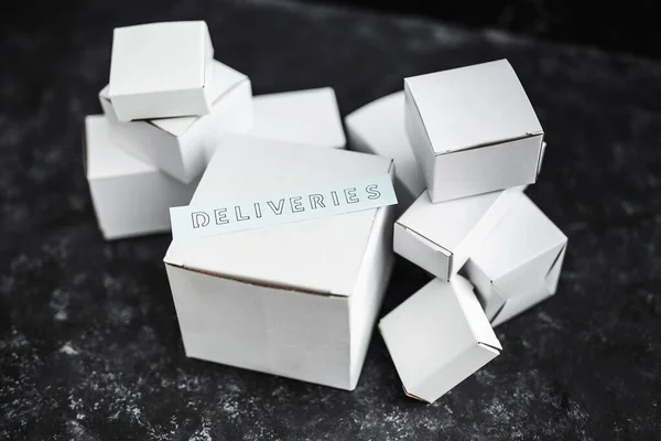 Shipping Industry Online Shopping Concept Group White Delivery Parcels Deliveries — Stock Photo, Image