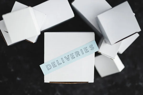 Shipping Industry Online Shopping Concept Group White Delivery Parcels Deliveries — Stock Photo, Image