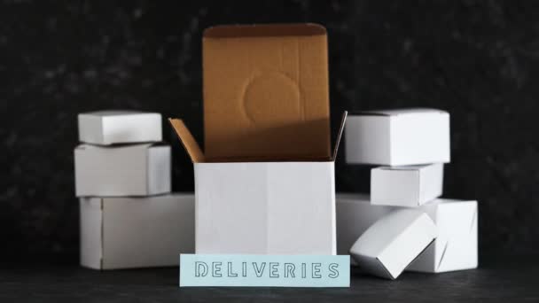 Shipping Industry Online Shopping Concept Group White Delivery Parcels Deliveries — Stock Video