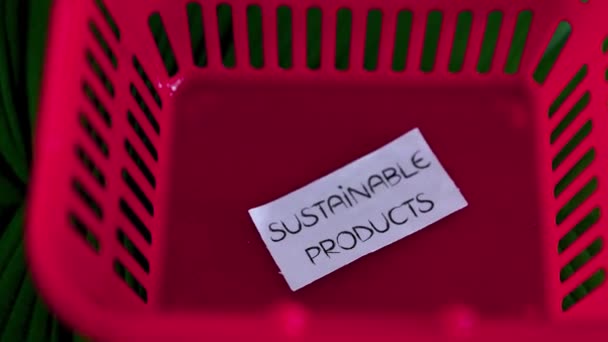 친환경적 소비자 행동에 제품의 개념을 텍스트가 바구니 — 비디오