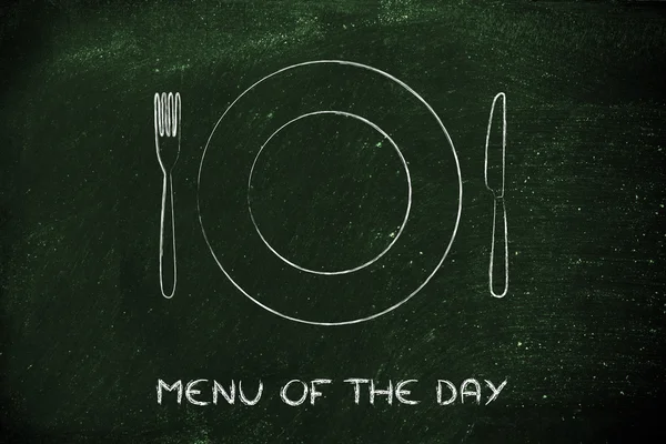 Fourchette et couteau, restaurant design thématique : menu du jour — Photo