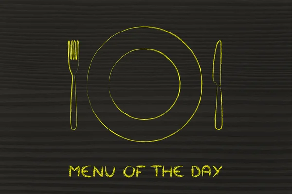 फोर्क और चाकू, रेस्तरां थीम्ड डिजाइन: दिन का मेन्यू — स्टॉक फ़ोटो, इमेज