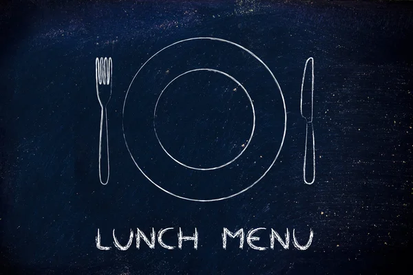 Forchetta e coltello, ristorante dal design a tema: menu del giorno — Foto Stock
