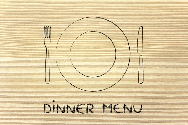 Виделка і ніж, тематичний дизайн ресторану: меню дня — стокове фото