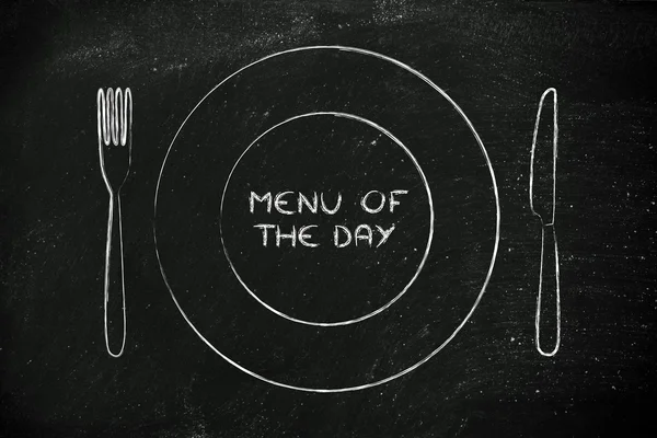 把叉子和刀子，餐厅主题设计： 菜单的一天 — 图库照片