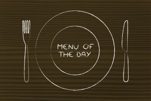 Fork and knife, restaurant themed design: menu of the day — Stock Photo, Image