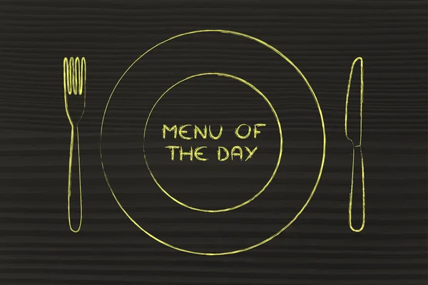 fork and knife, restaurant themed design: menu of the day