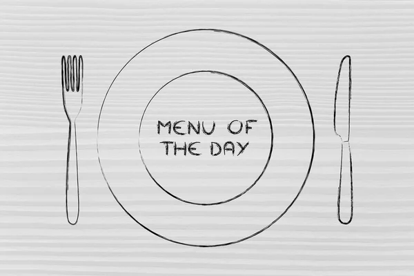Villa és kés, étterem tematikus design: napi menü — Stock Fotó