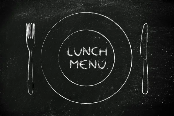 Tenedor y cuchillo, restaurante de diseño temático: menú del día —  Fotos de Stock