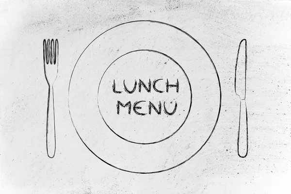 Виделка і ніж, тематичний дизайн ресторану: меню дня — стокове фото