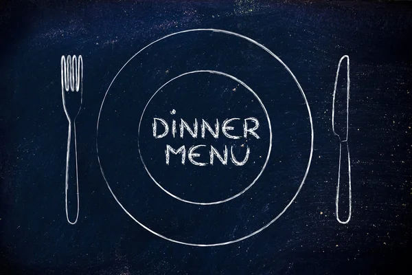 把叉子和刀子，餐厅主题设计： 菜单的一天 — 图库照片