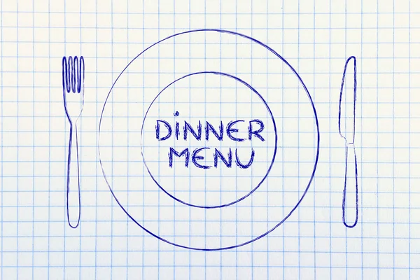 Forchetta e coltello, ristorante dal design a tema: menu del giorno — Foto Stock