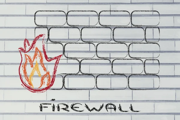 Grappige firewall ontwerp en internet beveiliging — Stockfoto
