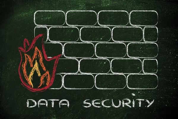 Komik güvenlik duvarı tasarımı ve Internet güvenliği — Stok fotoğraf