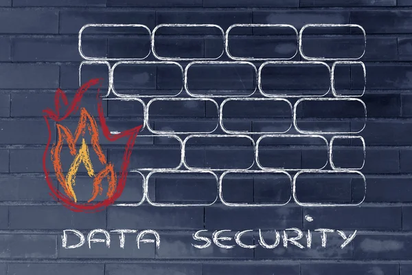 Design de firewall engraçado e segurança na Internet — Fotografia de Stock