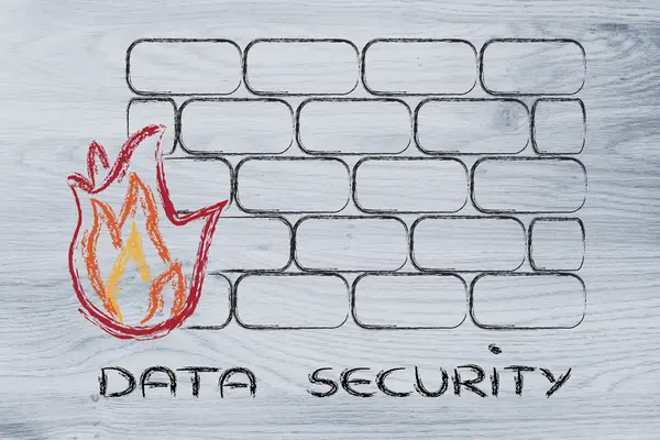 Komik güvenlik duvarı tasarımı ve Internet güvenliği — Stok fotoğraf