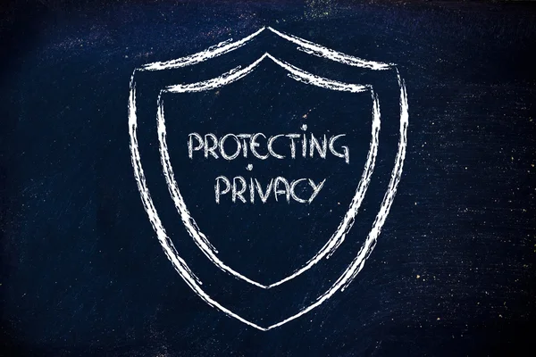 Sköld för Internetsäkerhet och riskerna för konfidentiell information — Stockfoto