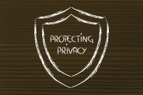 Bouclier pour la sécurité sur Internet et les risques pour les informations confidentielles — Photo