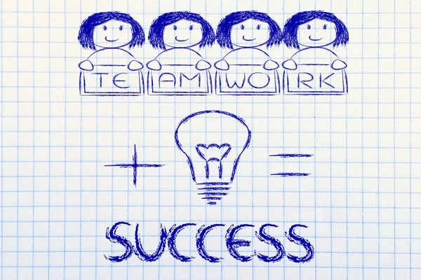 Buenas ideas y trabajo en equipo, la clave del éxito (versión femenina) ) —  Fotos de Stock