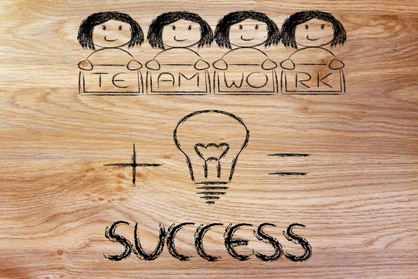 Gute Ideen und Teamarbeit, der Schlüssel zum Erfolg (Frauenversion)) — Stockfoto