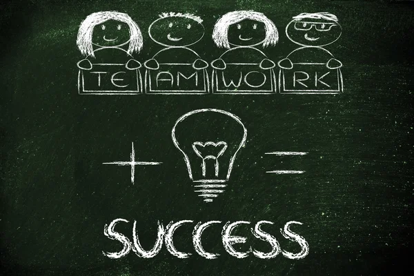 Buenas ideas y trabajo en equipo, la clave del éxito — Foto de Stock