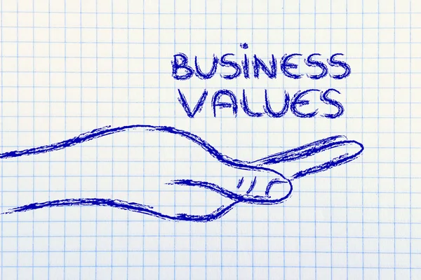 Valores de negocio exitosos en sus manos — Foto de Stock