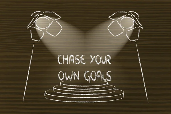 Spotlights on success, chase your own goals — Stock Photo, Image